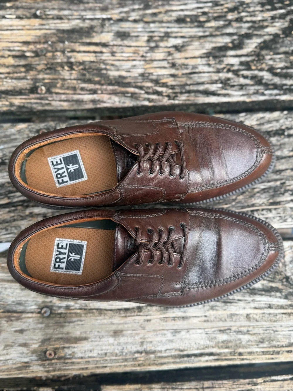 Frye Taylor Men’s Sz 7.5 Split Toe Brown Full Grain Leather Lace Up Oxford Shoes
